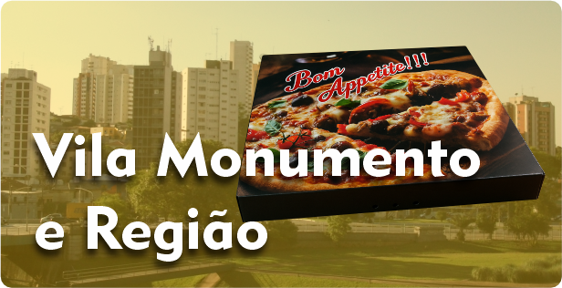 Caixa de Pizza Quadrada em Vila Monumento